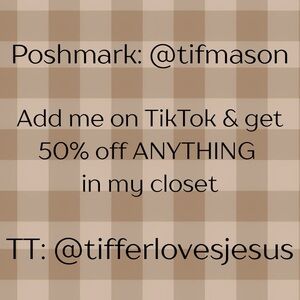 Follow me on TikTok & get 50% off anything in my closet